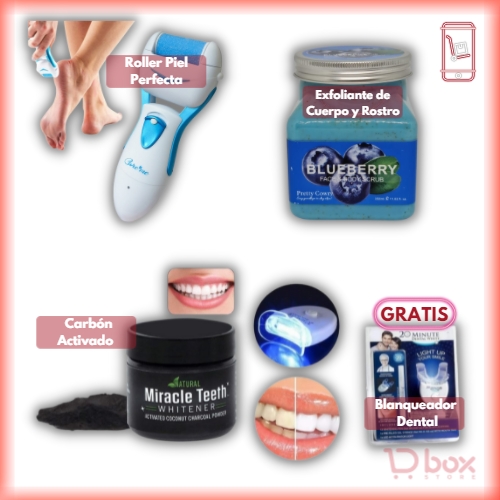 Box Mimate Mujer (roller pies + exfoliante + carbon activo + limpieza dental)